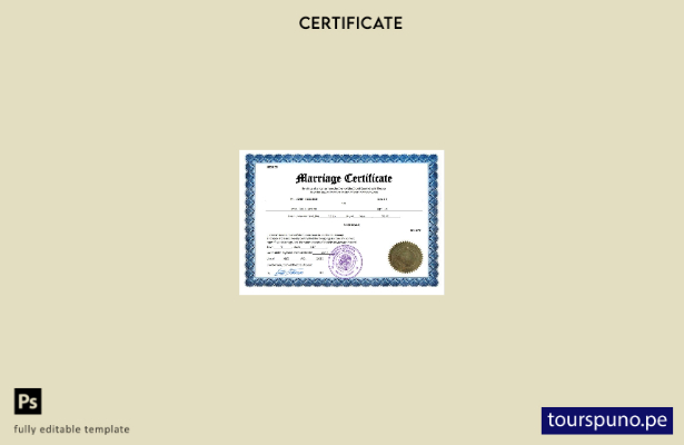 listo para imprimir certificado de matrimonio de México Plantilla Word y PDF